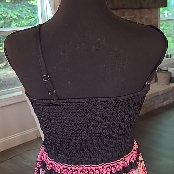 NWOT Christina Love Black Maxi Dress with Pink Floral Pattern - Picture 3 of 9